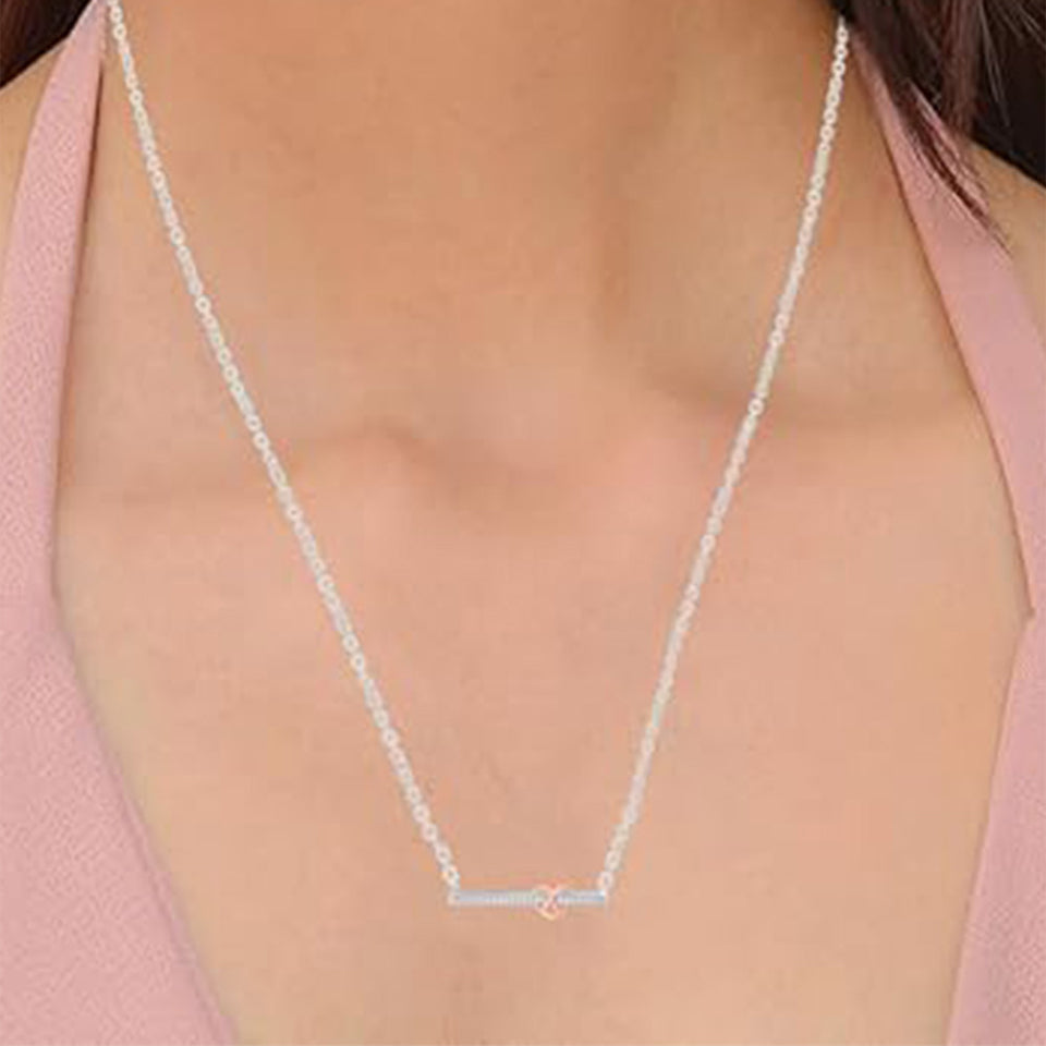 Infinity Heart Bar Pendant Necklace