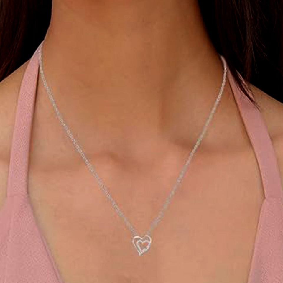 Double Heart Pendant Necklace