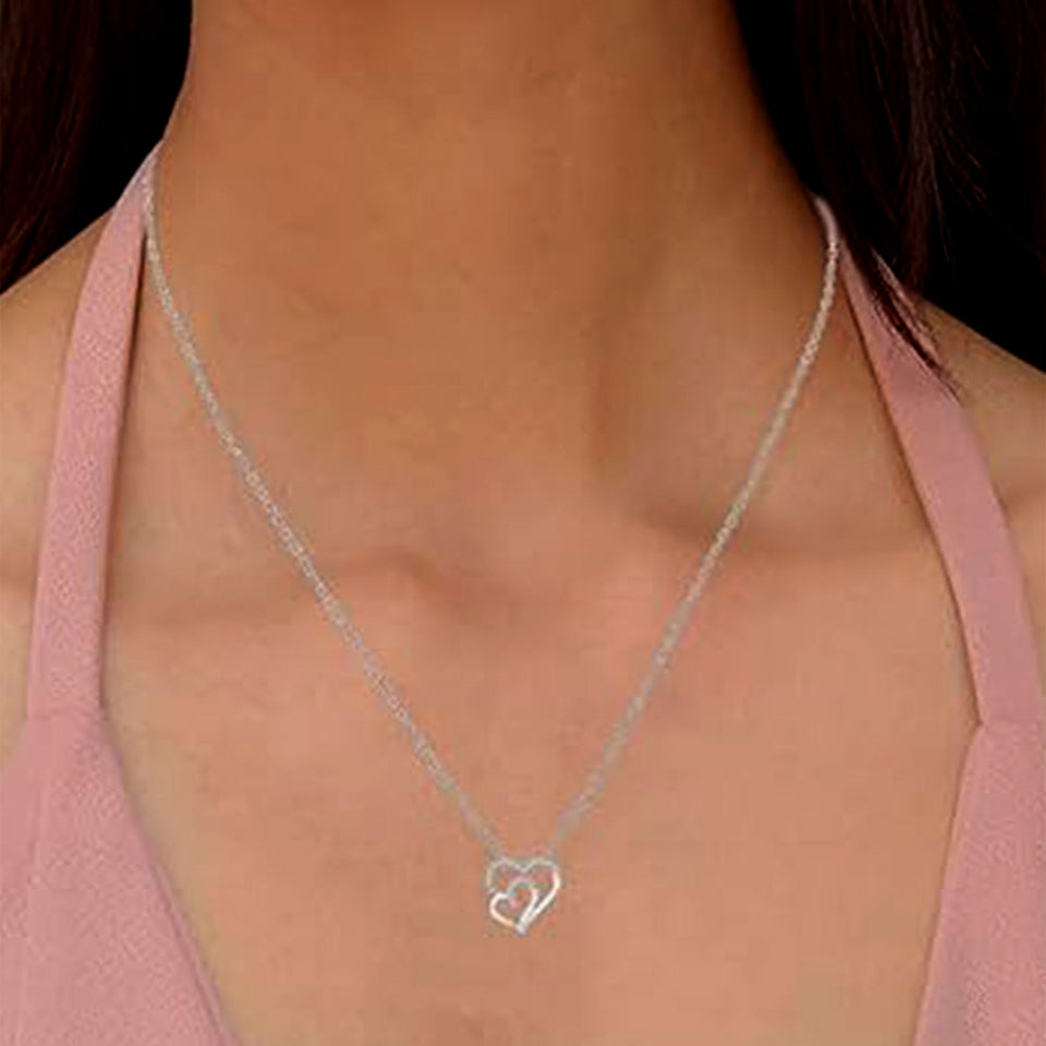 Moissanite Double Heart Pendant Necklace