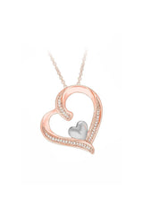 Two Tone Heart Pendant Necklace