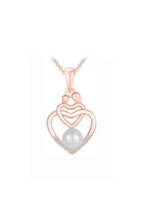 Pearl Child with Mom Double Heart Pendant Necklace