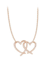 Round Cut Interlocking Double Heart Pendant Necklace