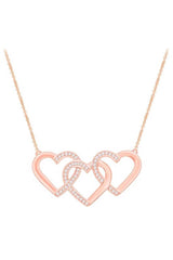 Triple Interlocking Heart Pendant Necklace