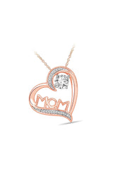 White Sapphire Mom Heart Pendant Necklace