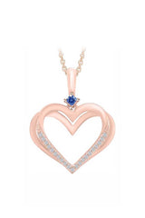 Lavish Blue Sapphire Double Heart Pendant Necklace