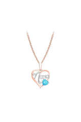 Blue Topaz Nana Love Heart Pendant Necklace