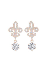 Moissanite Fleur De Lis Dangle Earrings