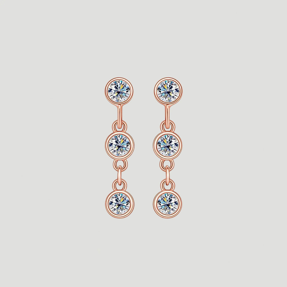 Round Moissanite Diamond Drop Earrings