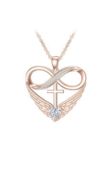 Cubic Zirconia Infinity Cross Heart Pendant Necklace