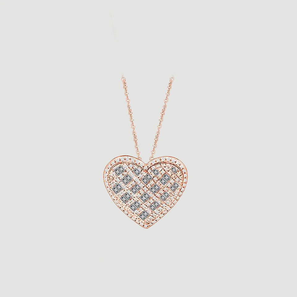 Basket Weave Heart Pendant Necklace