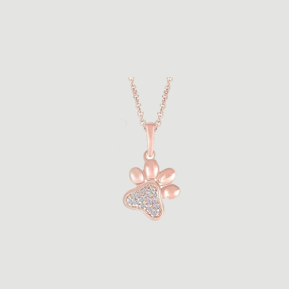 Tilted Paw Print Pendant Necklace