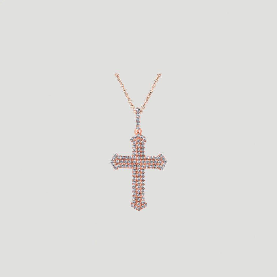 Multi-Row Cross Pendant Necklace