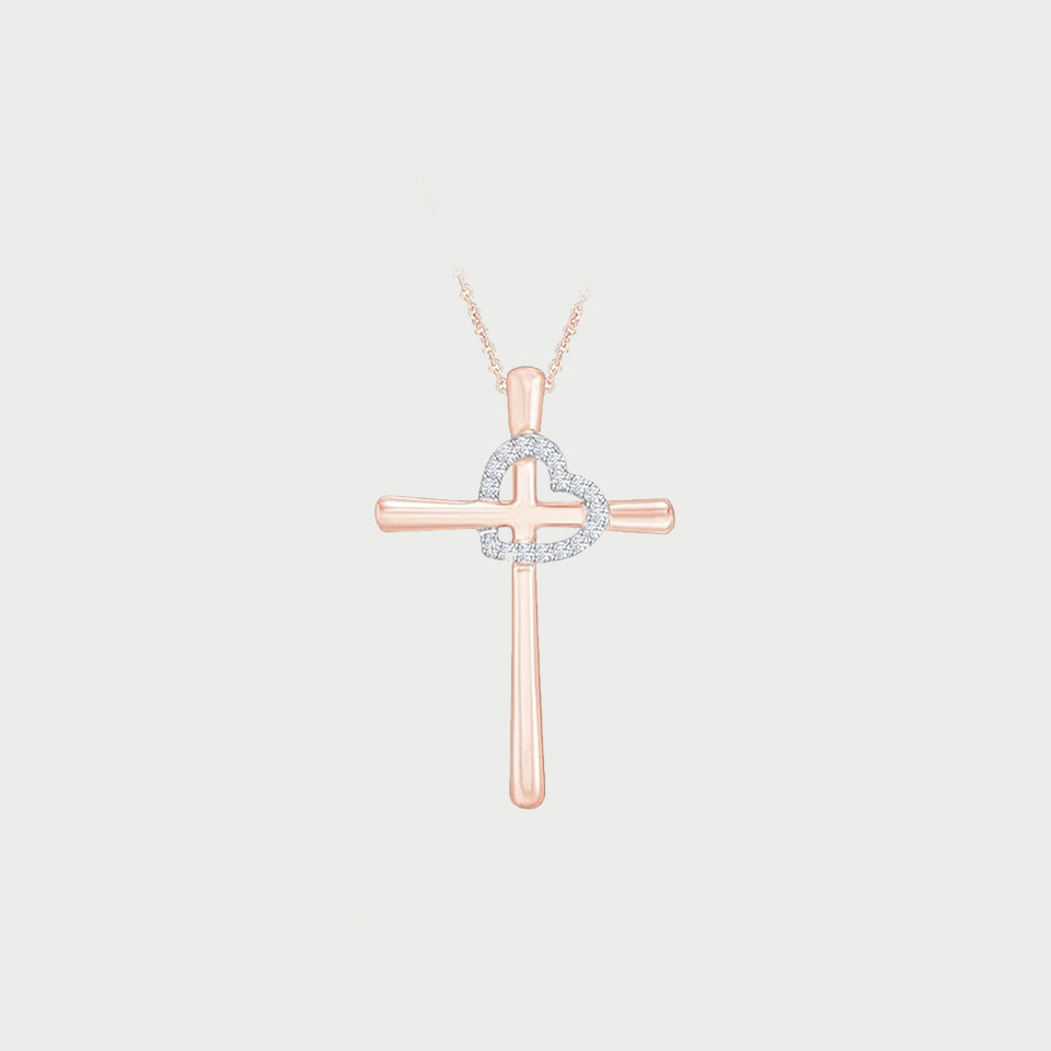 Love Heart Cross Pendant Necklace