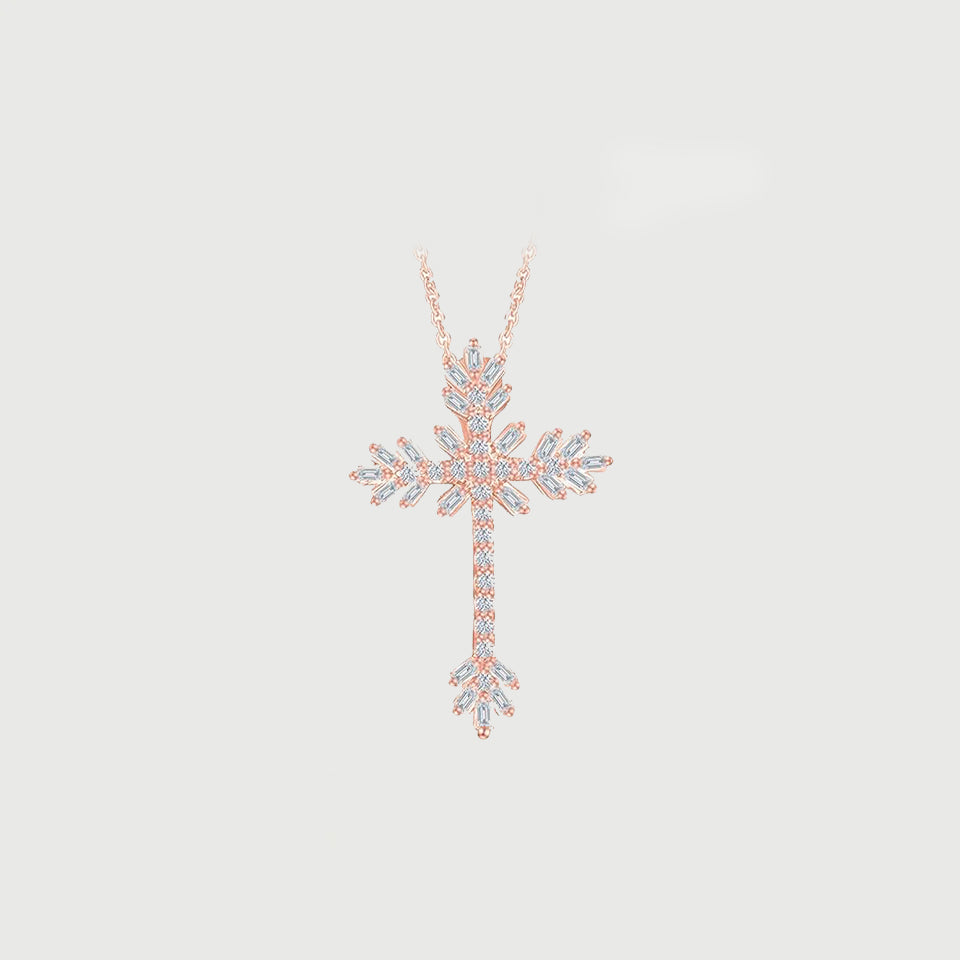 Baguette Cross Pendant Necklace