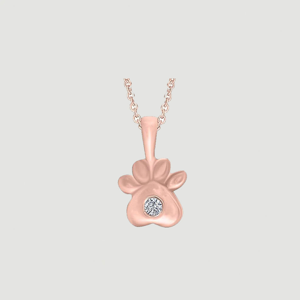 Cubic Zirconia Paw Print Pendant Necklace