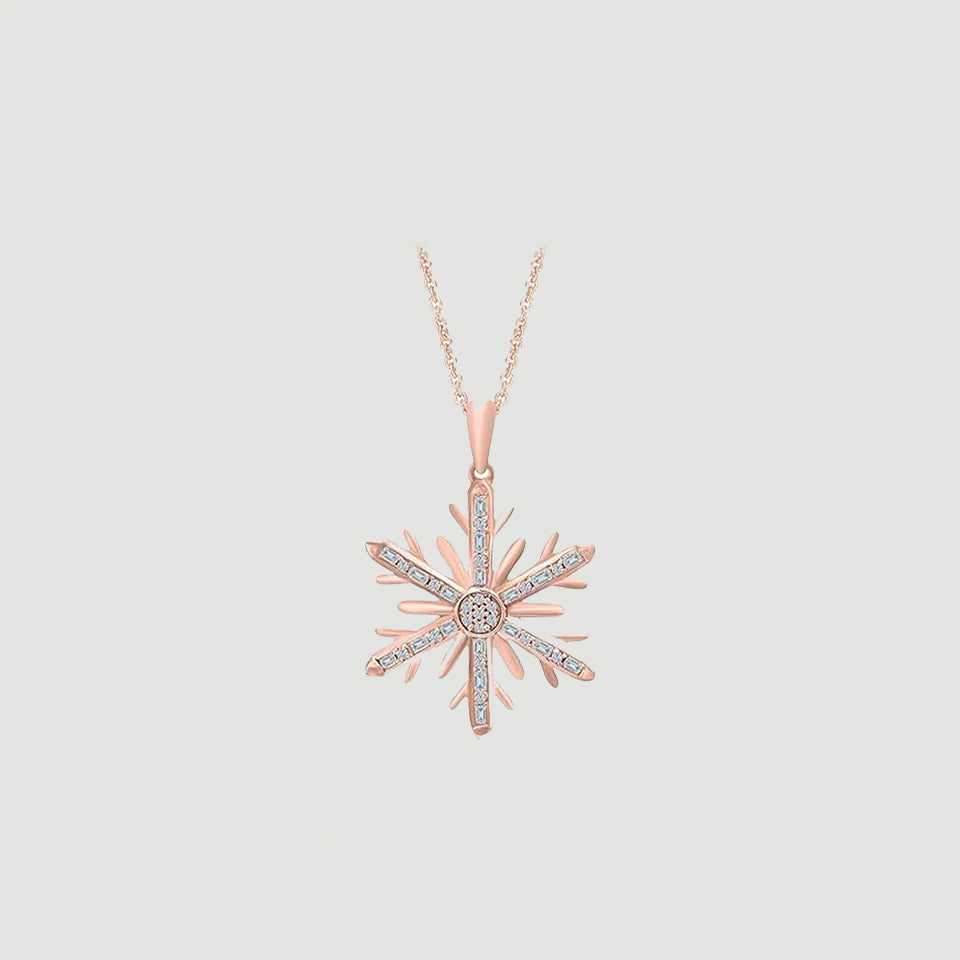 Baguette Snowflake Pendant Necklace