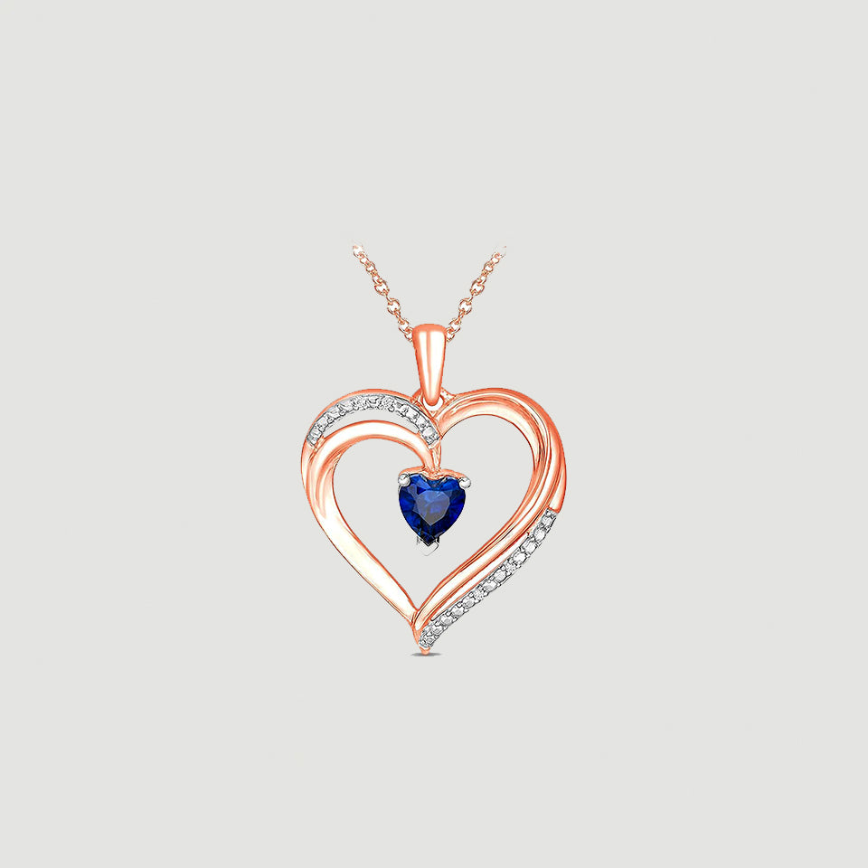 Blue Sapphire Heart Pendant Necklace