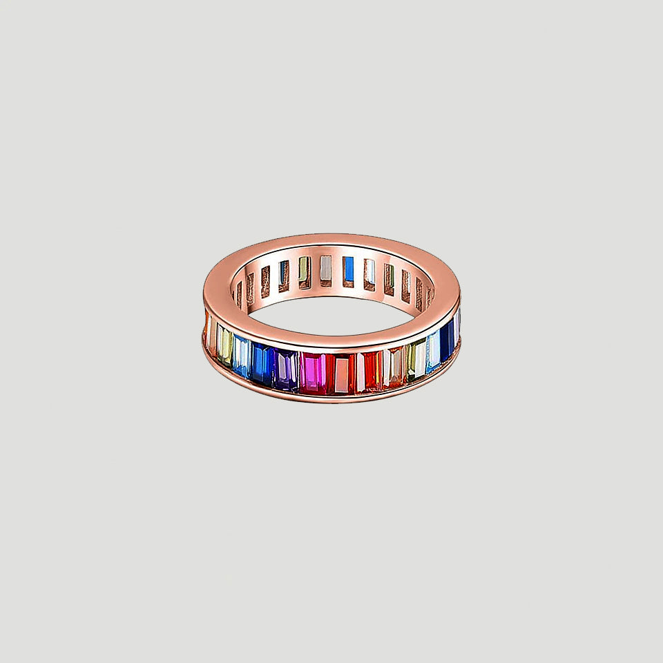 Baguette Shape Rainbow Eternity Ring