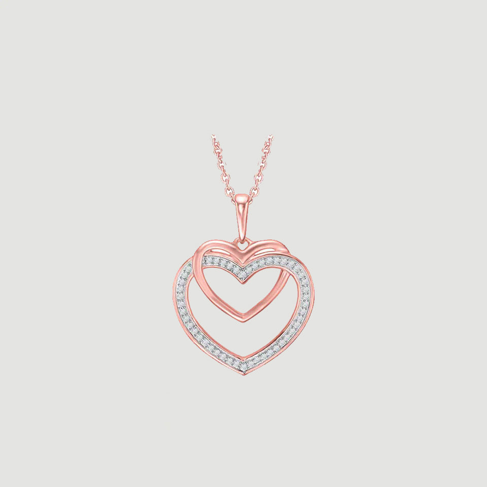 Tone Double Heart Pendant Necklace