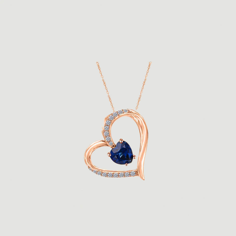 Sapphire Heart Pendant Necklace