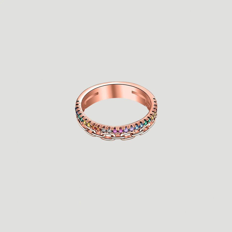 Gemstone Rainbow Chain Ring