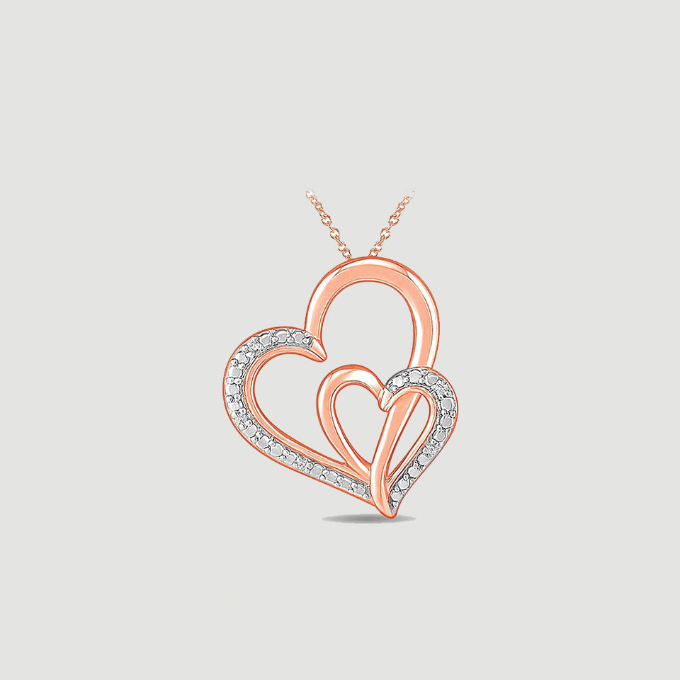 Interlocking Love Double Heart Pendant Necklace