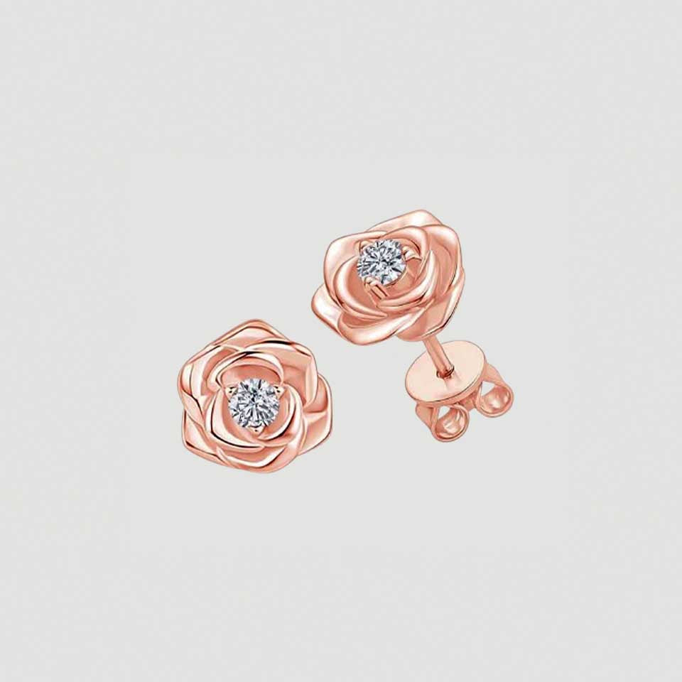 Rose Flower Moissanite Stud