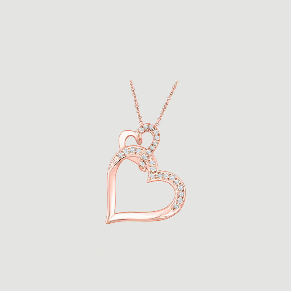 Interlinked Double Heart Pendant Necklace