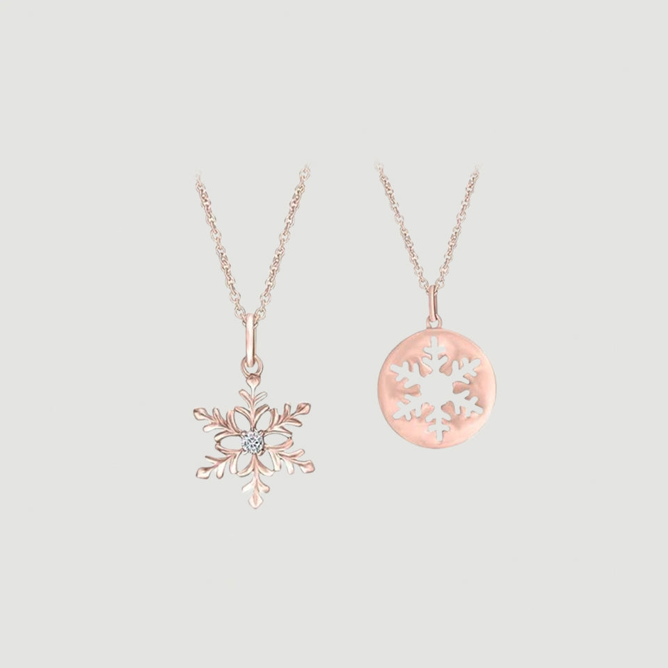 Cut-Out Snowflake Disc Pendant Necklace