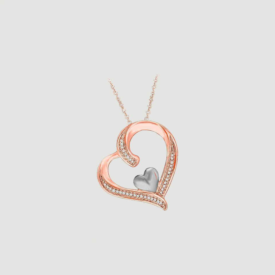 Two Tone Heart Pendant Necklace