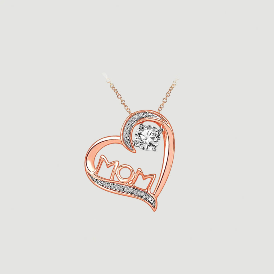 White Sapphire Mom Heart Pendant Necklace