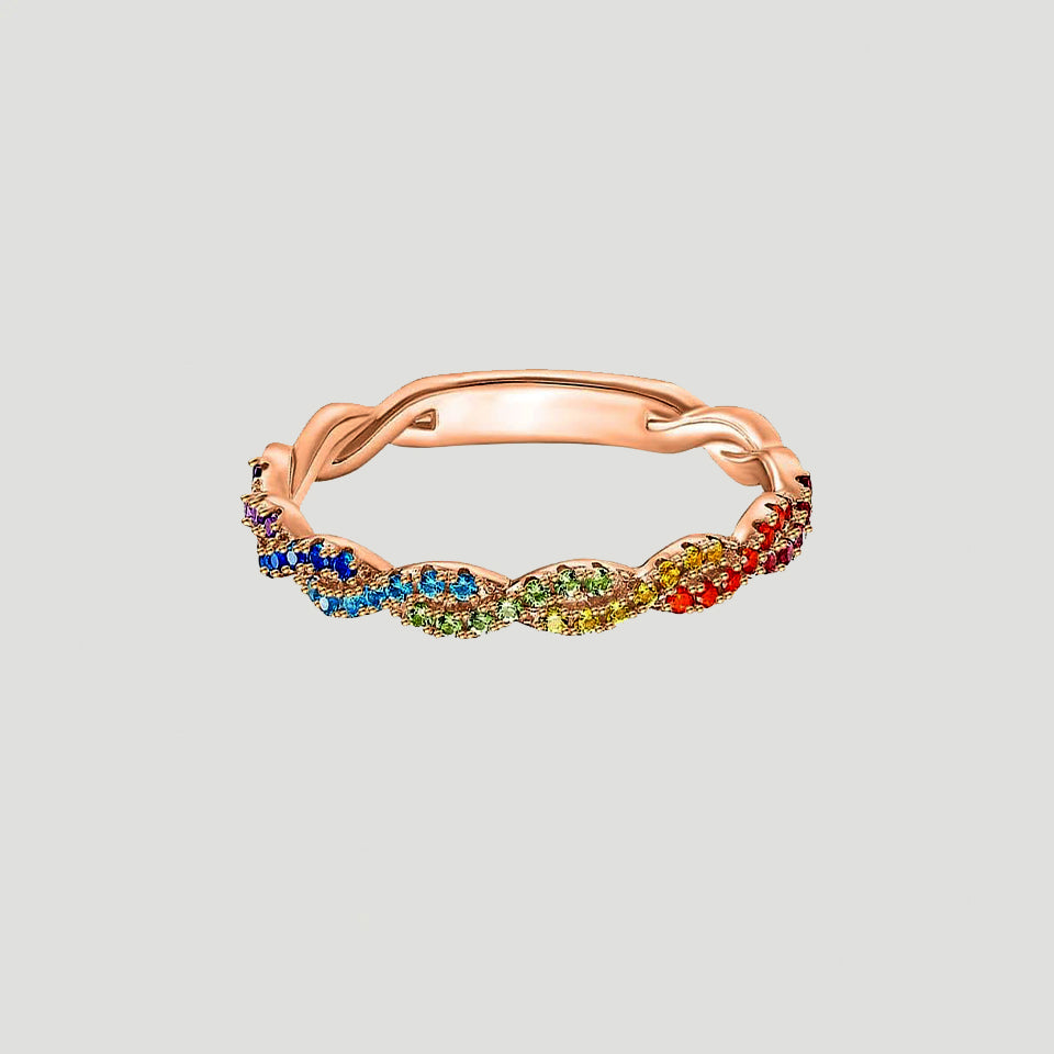 Rainbow Twisted Promise Ring