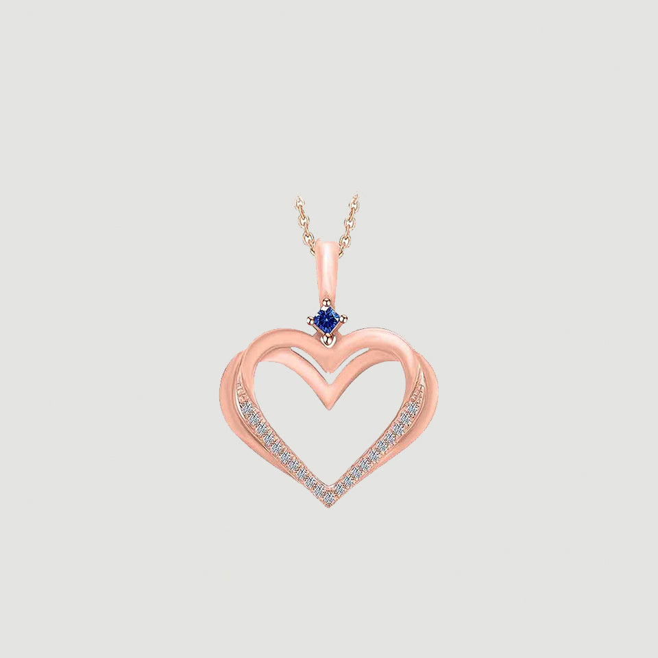 Lavish Blue Sapphire Double Heart Pendant Necklace