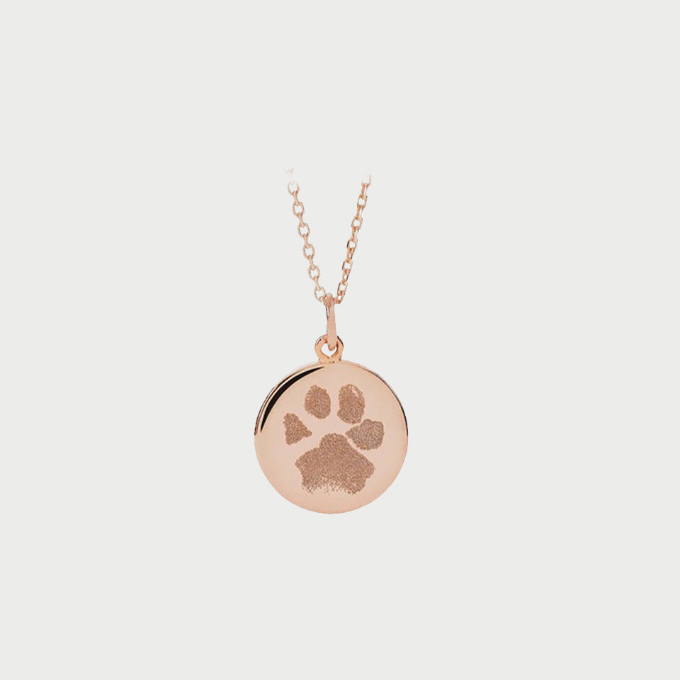 Paw Print Disc Pendant Necklace