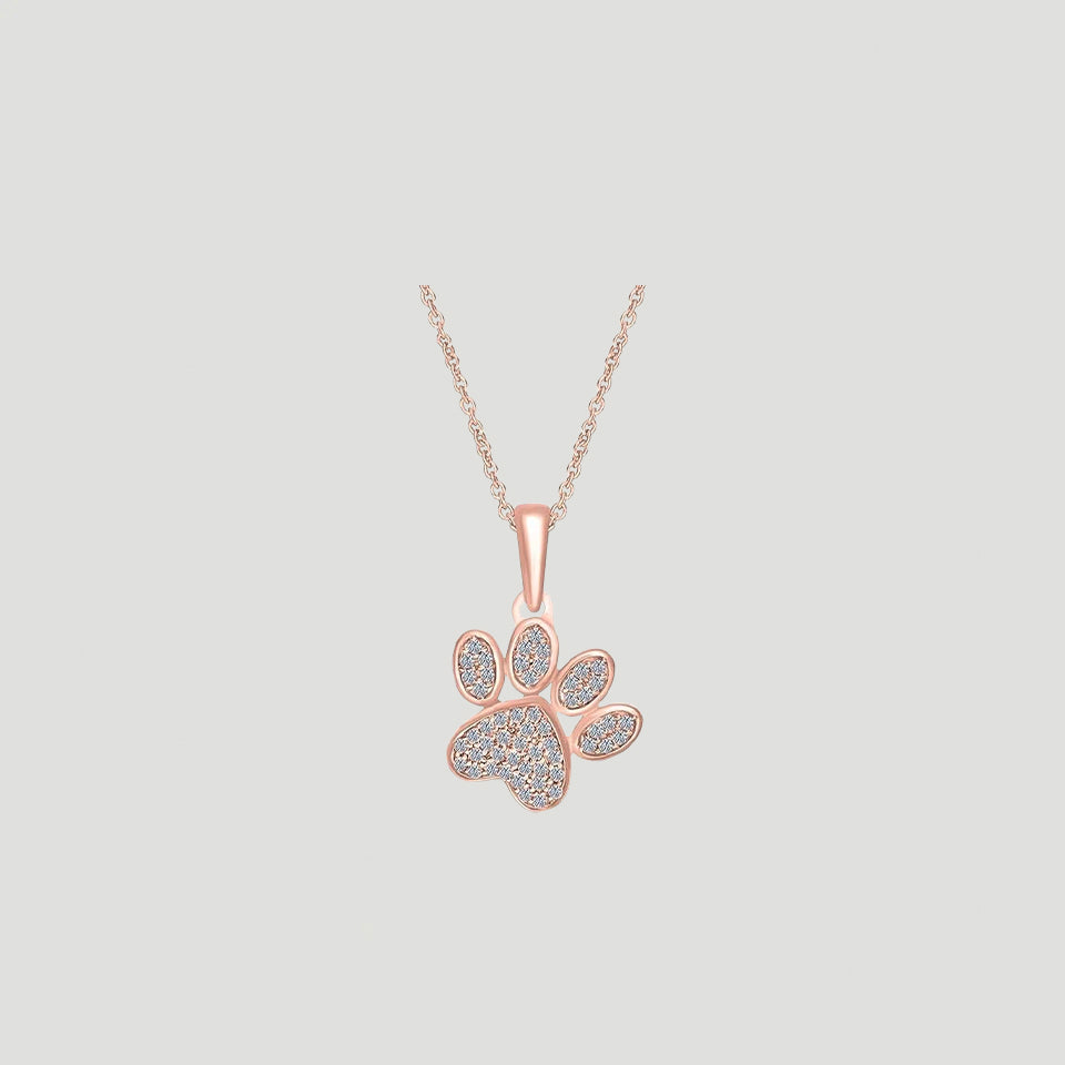 Tilted Paw Print Pendant Necklace