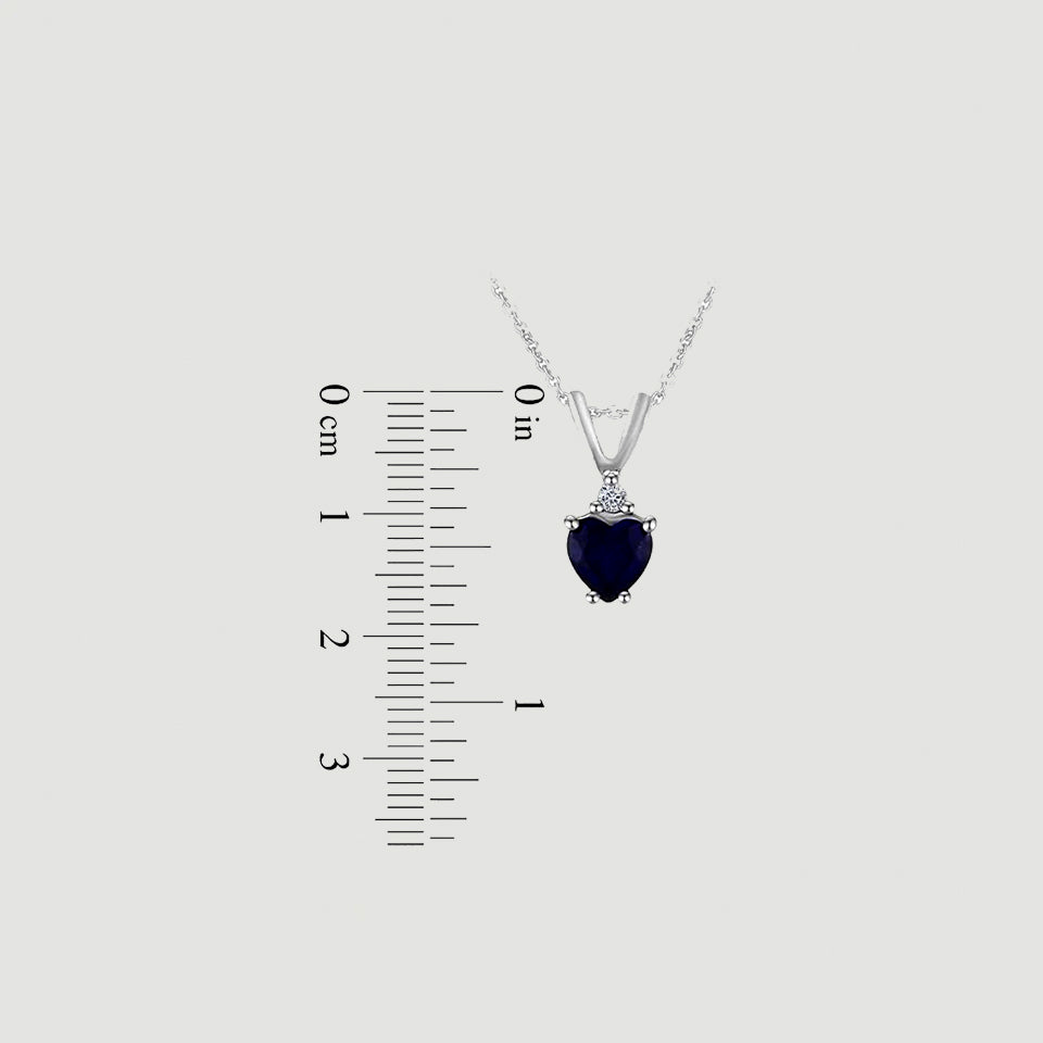 Blue Sapphire Looping Heart Pendant Necklace