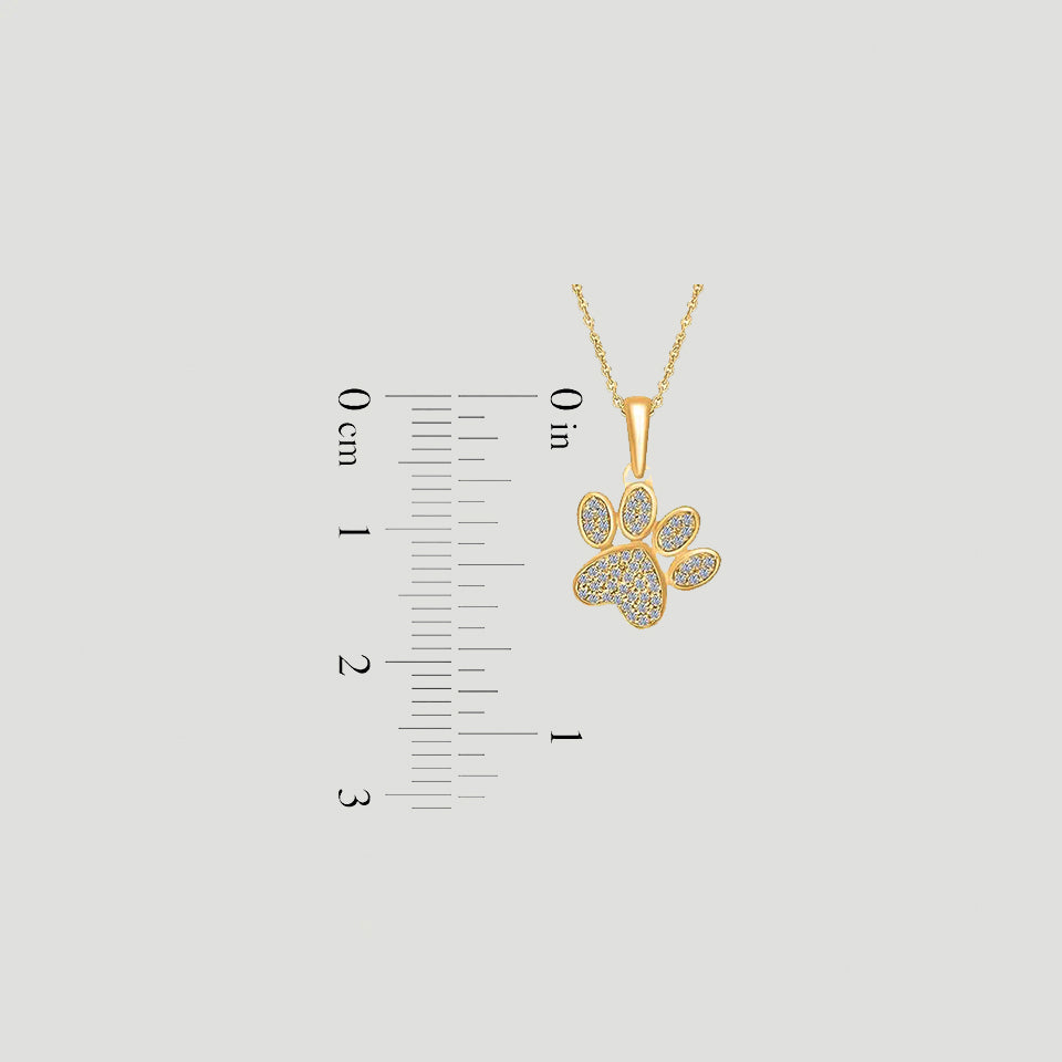 Tilted Paw Print Pendant Necklace