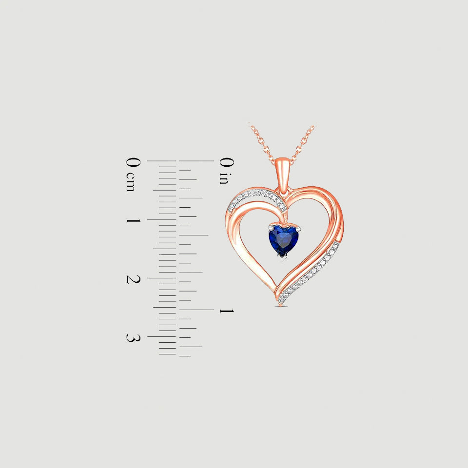 Blue Sapphire Heart Pendant Necklace