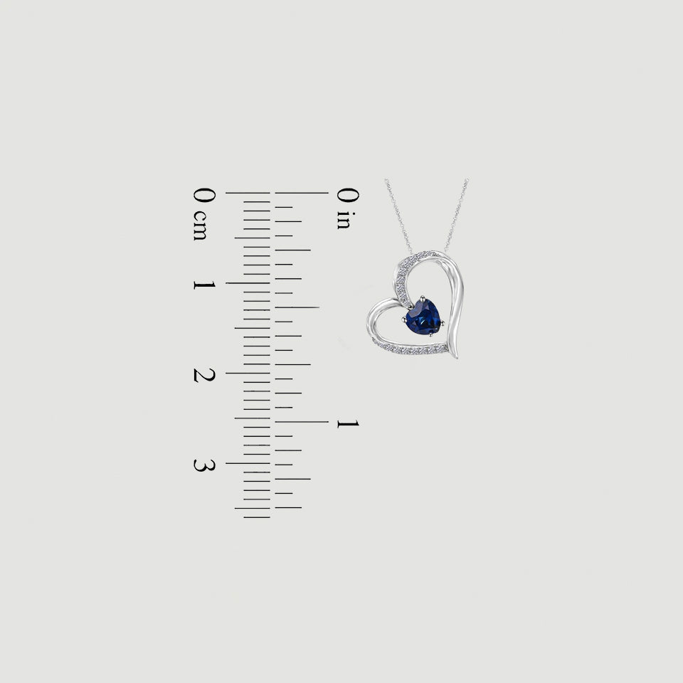 Sapphire Heart Pendant Necklace