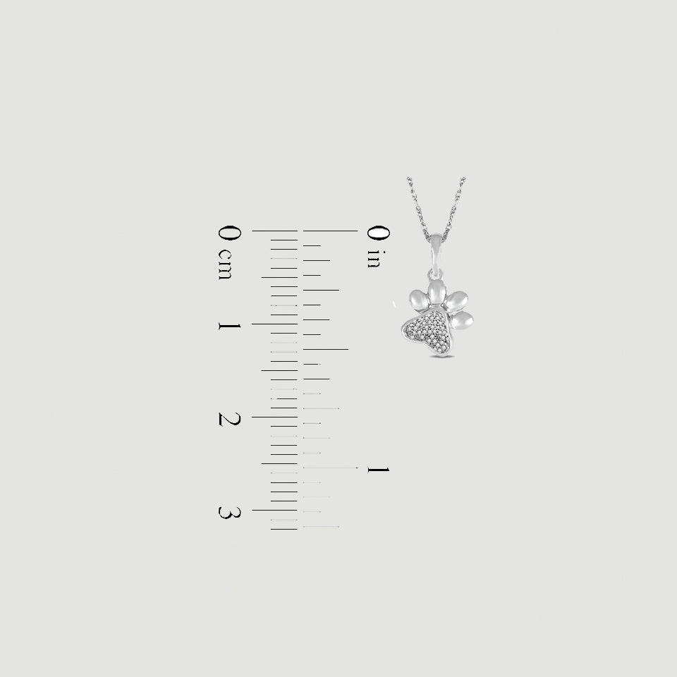 Tilted Paw Print Pendant Necklace