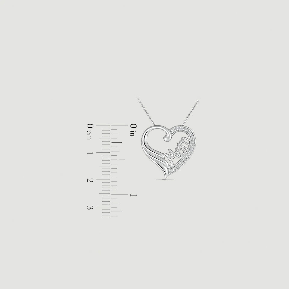 Mom Heart Angel Wing Pendant Necklace