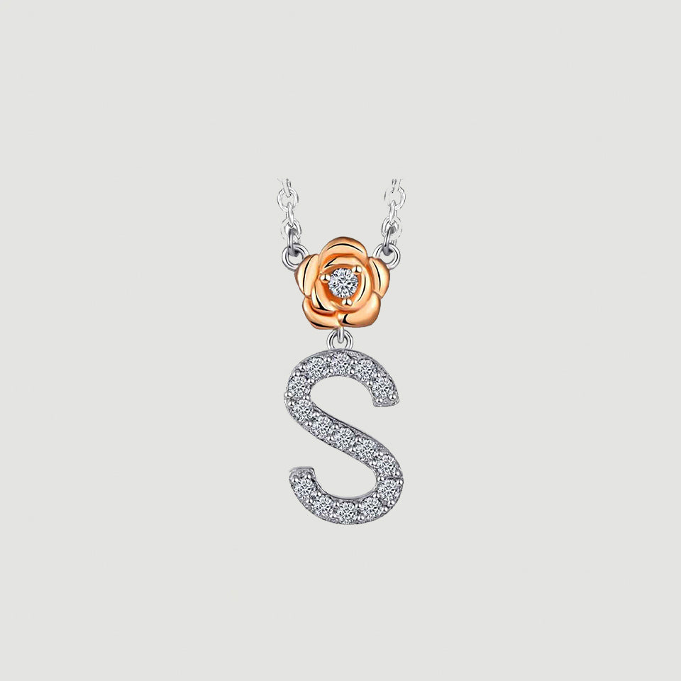 Alphabet Flower Pendant Necklace