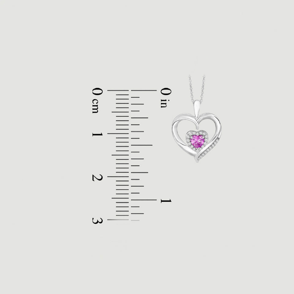 Pink Sapphire Double Love Heart Pendant Necklace