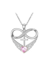 Cubic Zirconia Infinity Cross Heart Pendant Necklace