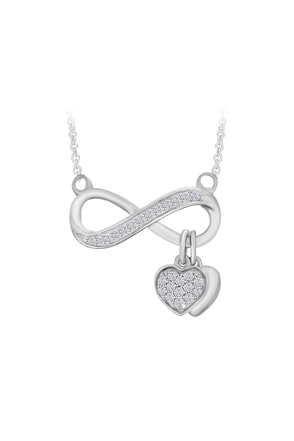 Infinity Double Heart Dangle Pendant Necklace