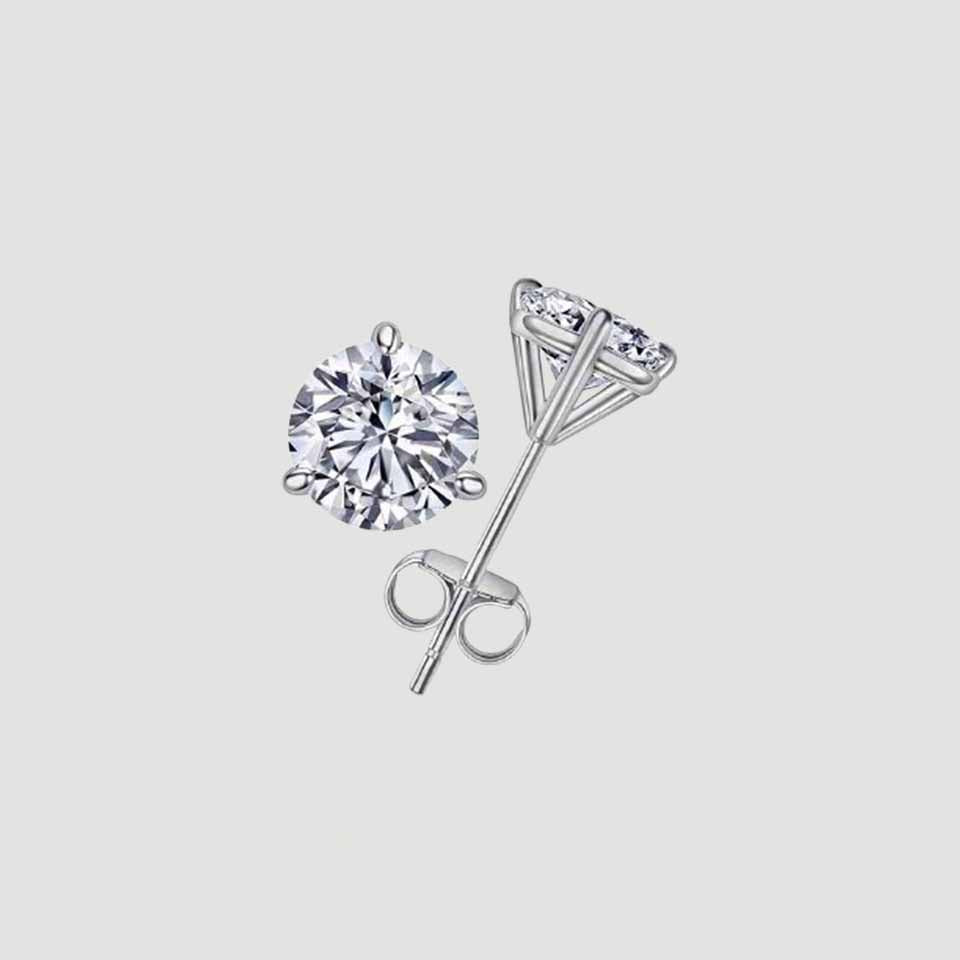 Martini Round Moissanite Solitaire Stud