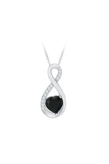 Heart Shape Black Infinity Pendant Necklace