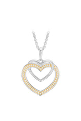 Tone Double Heart Pendant Necklace