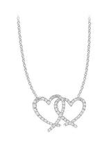 Round Cut Interlocking Double Heart Pendant Necklace