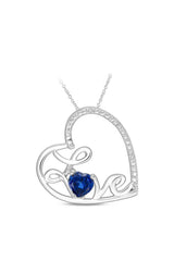 Blue Sapphire Love Heart Pendant Necklace